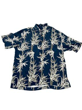 Jamaica Jaxx 100% Silk Mens Blue Short Sleeve Floral Hawaiian Shirt Medium
